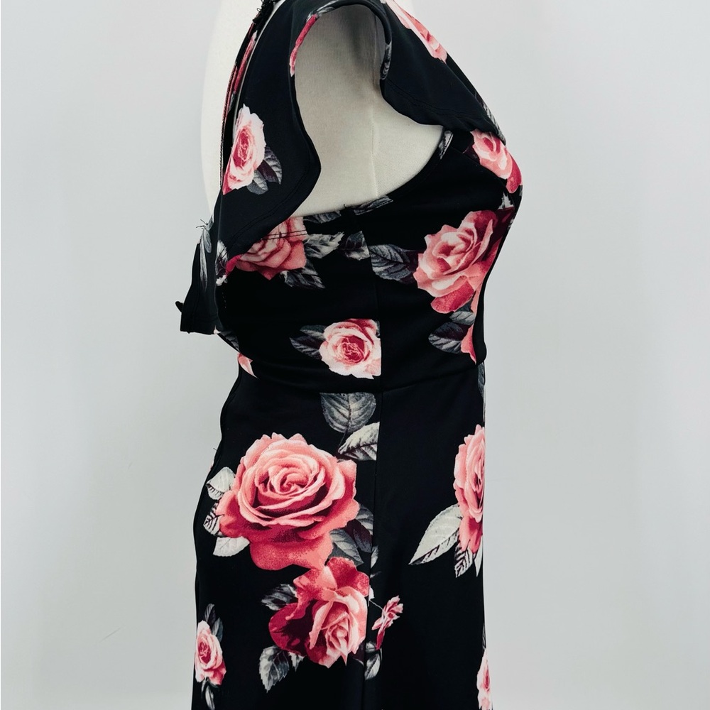 Charlotte Russe Off Shoulder Floral Dress - Black and Pink, S - Picture 4 of 7